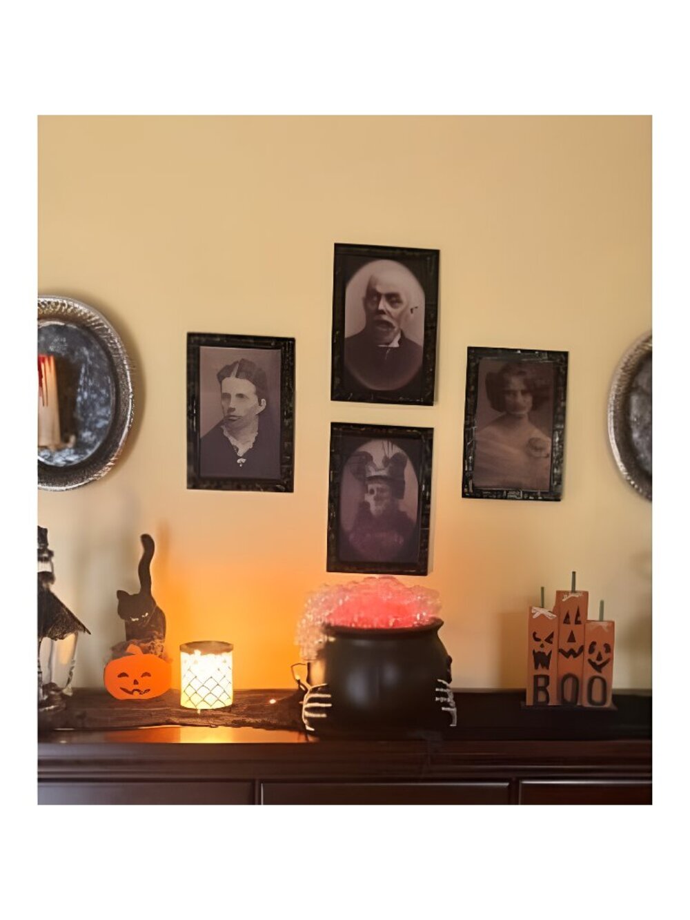 4 pack Halloween Decor 3D Changing Face Expression Moving Portrait Picture Frame